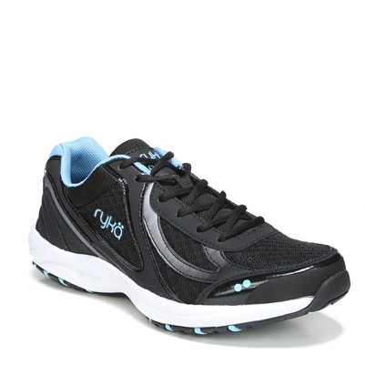 black/blue leather