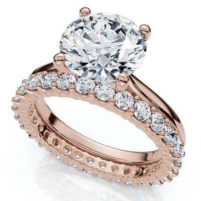 Pompeii3 Certified 2.77Ct Solitaire Diamond Ring & Eternity Band 14k Gold or Pt Lab Created