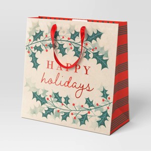 Christmas Modern Heritage Gift Bag Large Square Happy Holidays - Wondershop™ - 1 of 3