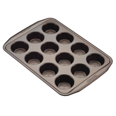 Chocolate Brown Nonstick 12-Cup Muffin Pan with Wide Handles