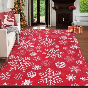 Christmas Rug Washable Solid Rug Runners for Hallways Non Slip Bathroom Rug Non Shedding Kitchen Rugs Xmas Holiday - 1 of 4