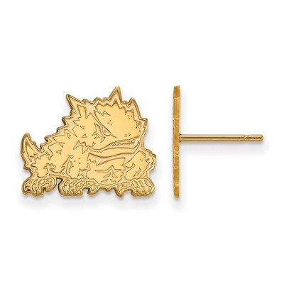 Black Bow Jewelry 10k Yellow Gold Texas Christian Horned Frogs NCAA Post Earrings