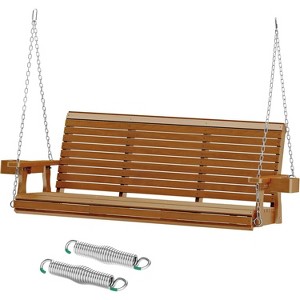 Real Relax Wooden Outdoor Porch Swings with Upgraded 22" Deep Seat, Heavy Duty 880 Lbs Swing Bench Chair for for Patio, Backyard, Garden - 1 of 4