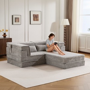 Whisen Modern Compression Loveseat, Convertible Floor Sofa Bed,DIY Boneless Modular Sectional Couch, No Assembly Required - 1 of 4