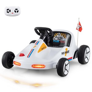 Costway 12V Kids Electric Go Kart 7AH Battery Powered Ride on Race Toy with Remote Control Blue/Red/White - 1 of 4