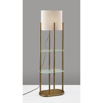 Norman Shelf Floor Lamp Antique Brass - Adesso