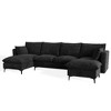 XIZZI 4-Piece Chenille Sofa Set with Large Chaise & Ottoman - Modern Sectional Sofa in White/Beige/Gray/Black, with Round/Square/Sloped Armrest - 3 of 4