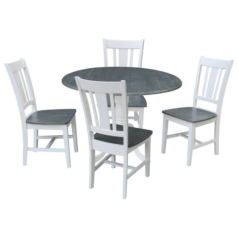 42&#34; Jaylen Dual Drop Leaf Dining Table with 4 Splat Back Chairs White/Heather Gray - International Concepts, 1 of 8