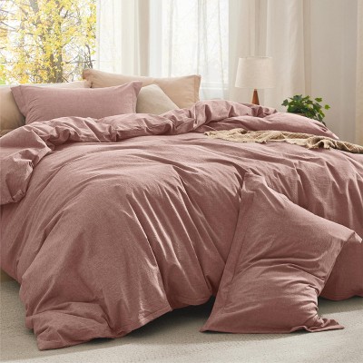 Cotton Fabric with Microfiber Inner Fill 2 Pcs King Size Comforter Set for All Seasons Pink Clay - Bedsure - king, pink clay - Out of Stock