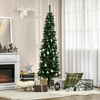 HOMCOM 6.5 FT Pencil Artificial Christmas Tree, Slim Pine Needles Xmas Tree with Realistic Branches, Pine Cones, Metal Base, Green - 3 of 4