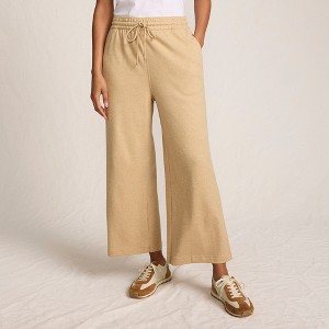 Lands' End Women's Sport Knit Pull On Drawstring Wide Leg Crop Pants - 1 of 4