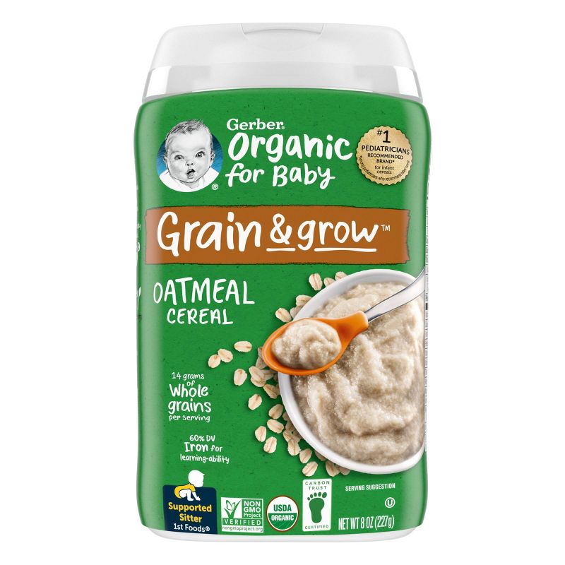 Gerber Organic Single Grain Oatmeal Baby Cereal - 8oz, 4 of 9