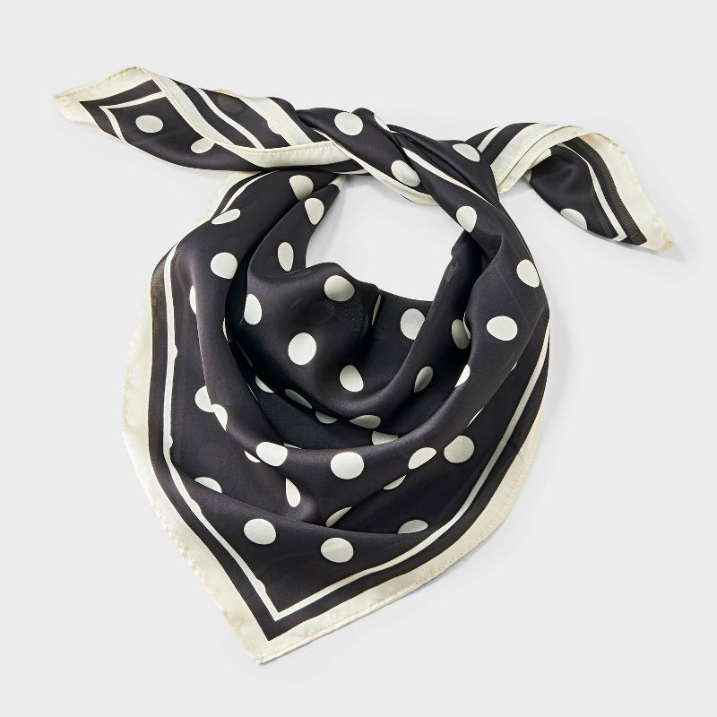 Polka Dot Square Bandana Scarf - A New Day™ Black
