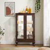 43.8 in Lighted Glass Curio Cabinet with Adjustable Shelves and Mirrored Back, Vintage Display Cabinet with Drawer for Living Room-3irtyhousy - 2 of 4