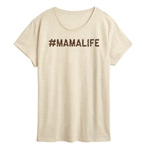 Women's - Instant Message - Mama Life Leopard Print Short Sleeve Graphic T-Shirt - 1 of 4