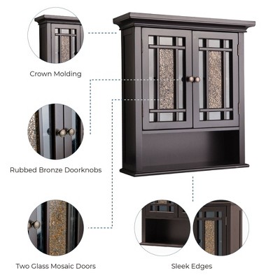 Dark Espresso Glass Mosaic Two-Door Wall Cabinet
