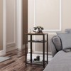 VASAGLE 3-Tier Tall Side Table, Small Telephone End Table Stand with 2 Mesh Storage Shelves, Kitchen Cart, Rustic Brown and Black - 3 of 4