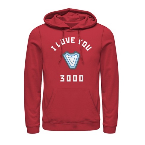 Men s Marvel I Love You 3000 Iron Man Reactor Pull Over Hoodie Target