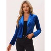 INSPIRE CHIC Women's 1 Button Lapel Collar Business Office Crop Suit Velvet Blazer - 2 of 4