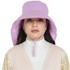 Anna-Kaci Womens Sun Hat Wide Brim Bucket Hats with Neck Flap and Ponytail Hole for Summer Beach Fishing Hiking - 2 of 4