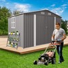 ORRD 10x12FT Outdoor Storage Shed - Large Metal Garden Shed w/Double Doors & Windows, Waterproof for Backyard/Patio/Poolside（Grey） - 4 of 4