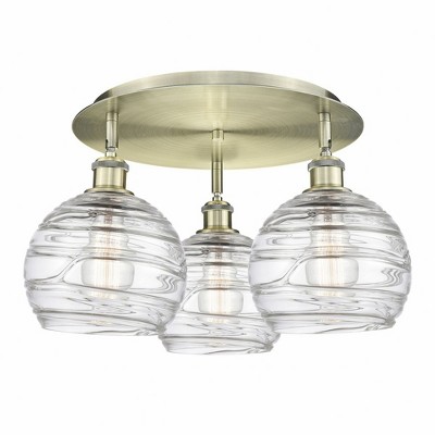 Athens Deco Swirl - 3 Light Flush Mount In Industrial Style-10.38 Inches Tall and 19.75 Inches Wide