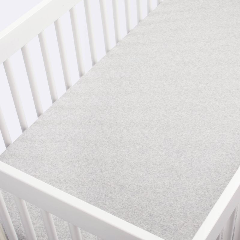 Fitted Jersey Crib Sheet Knit Heather Gray - Cloud Island&#8482; Gray, 4 of 7