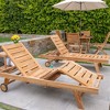 Nordic Teak Natural Outdoor Sun Lounger with Adjustable Seat and Side Table - 3 of 4