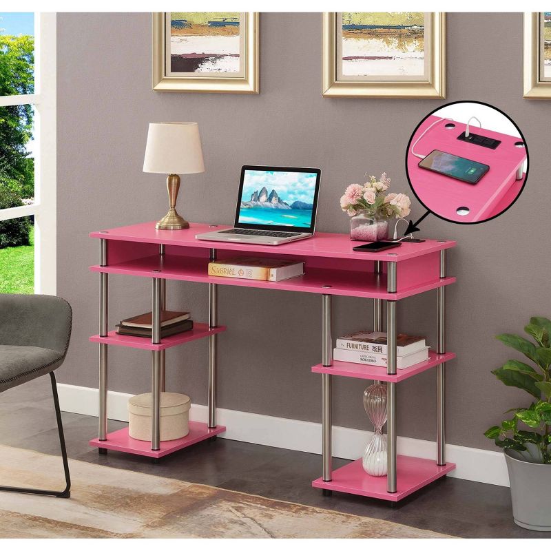 Designs2Go No Tools Student Desk with Charging Station and Shelves - Breighton Home, 3 of 9