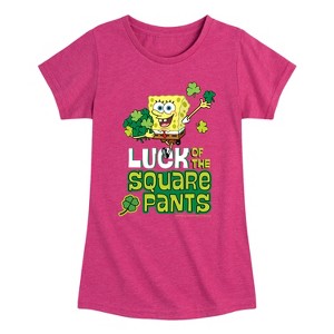 Girls' - SpongeBob Squarepants - Luck Of The Square Pants Fitted Short Sleeve Graphic T-Shirt - 1 of 4