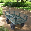 FURNIinspire Wheelbarrows And Lawn Carts Wagon Cart Garden Cart With Four Wheels, Utility Cart For Transportation, Green, 41“*20"*40" - 2 of 4