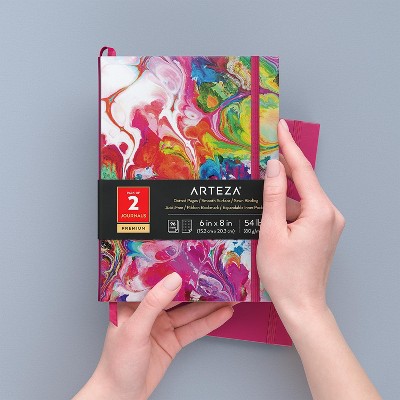 Arteza Bullet Journals, Printed Acrylic Pouring Design and Dark Pink, 6" X 8" - 2 Pack (ARTZ-4487)