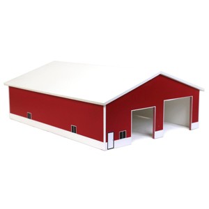 1/64 Red & White 2 Door 60ft x 80ft Wooden Tractor or Truck Shop STA-206 - 1 of 4