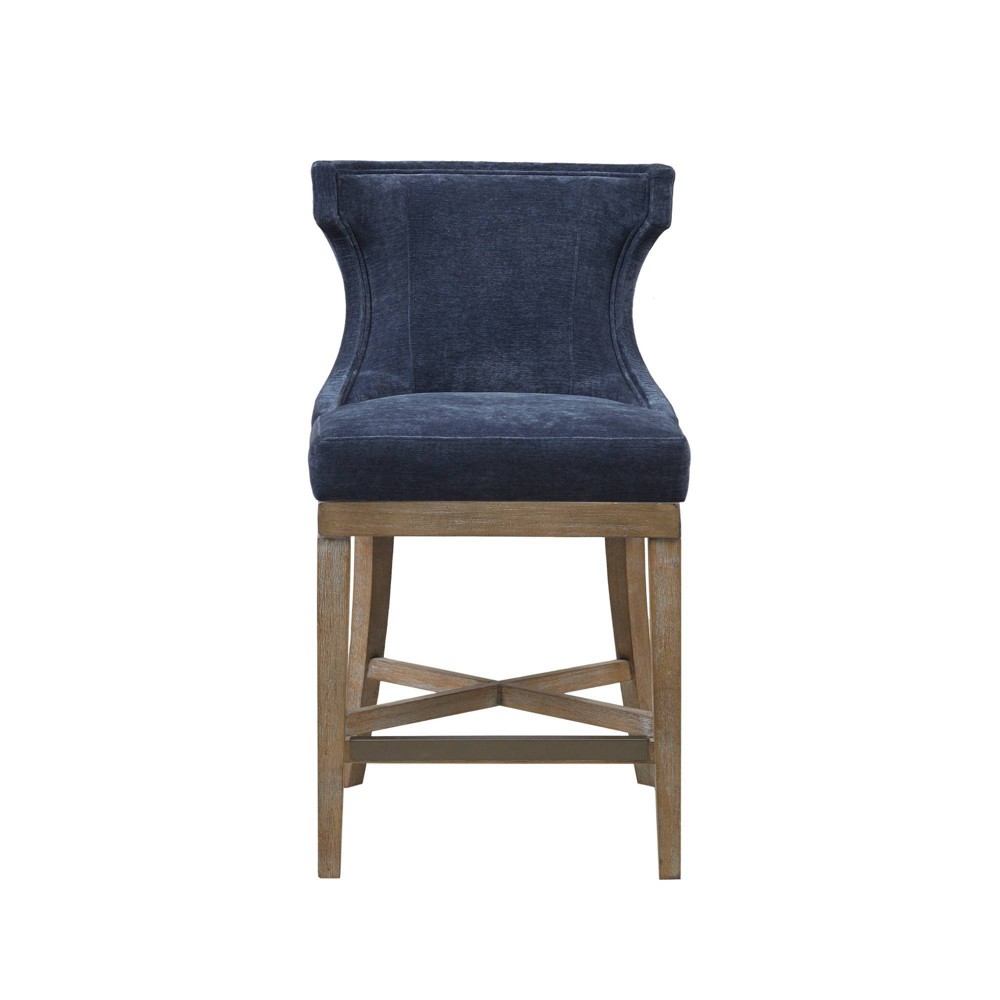 Photos - Chair Troy Counter Height Barstool with Swivel Seat Navy - Madison Park