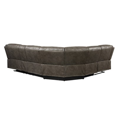 Luxurious Taupe Leather-Aire 3-Piece Tufted Sectional with Cup Holders