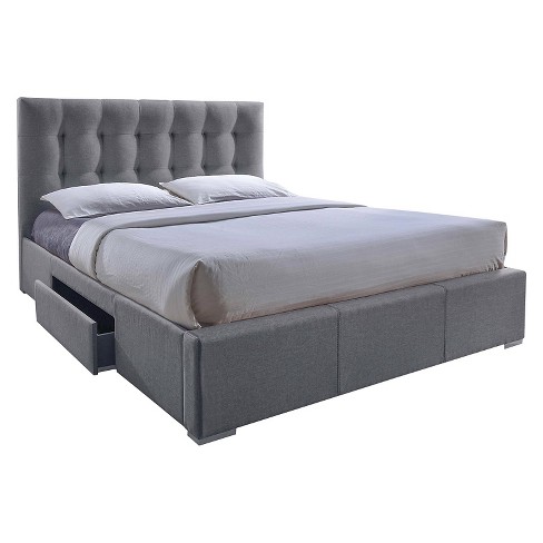 Upholstered bed with deals drawers