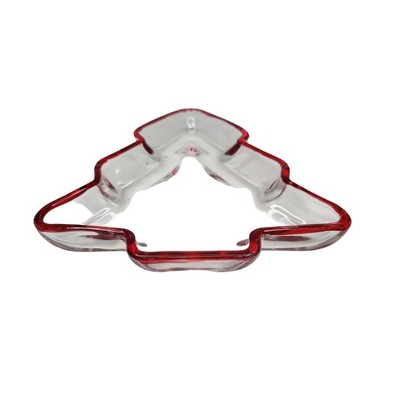 HomeRoots 8" Red Christmas Tree Crystal Christmas Serving Tray