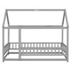 YOOCOZZ Twin Size Floor Wooden Bed with House Roof Frame, Fence Guardrails - 2 of 4