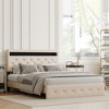 Bed Frame with Storage Headboard, Upholstered Bed Storage Headboard with LED Lights and Charging Station, Heavy Duty Wooden Slats, Easy Assembly - 3 of 4