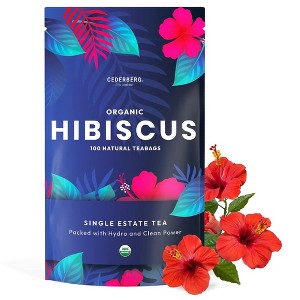 Cederberg Tea Company Hibiscus Herbal Tea, USDA Organic, Non-GMO, Eco-Friendly and Caffeine Free - 100 Compostable Tea Bags - 1 of 4
