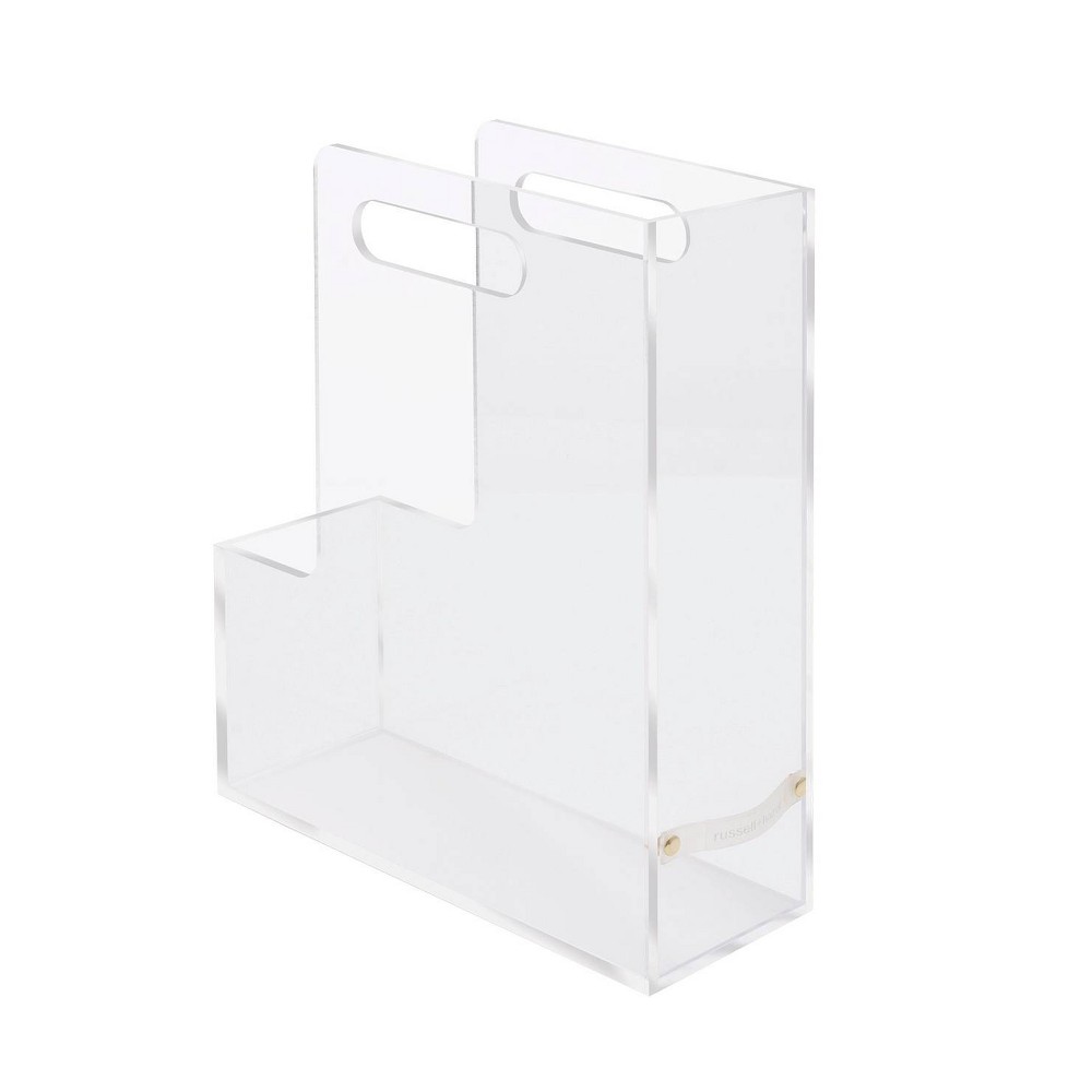 RUSSELL + HAZEL Acrylic Magazine File: Clear Desk Organizer, Office Supplies, 12" H, 10.5" D, 3.75" W