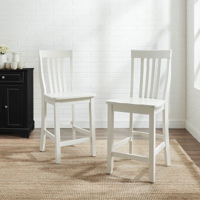 Classic Schoolhouse 24" White Wood Counter Stool Set