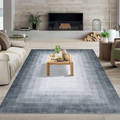 Area Rug Modern Ombre Bordered Machine Washable Rug for Living Room Bedroom Border Gradient Stain Resistant Accent Rug