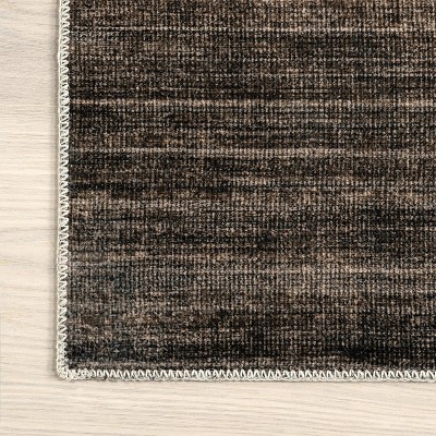 Sagebrush Dark Brown Geometric Synthetic Washable Area Rug, 8' x 10'