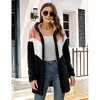 Women's Fuzzy Hoodies Color Block Cardigan Oversized Pockets Warm Jackets Fleece Hoodies - 2 of 4