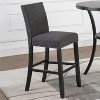 Roundhill Furniture Biony 3-Piece 36 Round Espresso Finish Bar Table with 2 Gray Fabric Nail Head Pub Chairs - 2 of 4