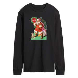 Men's - Coca Cola - Vintage Santa with Dog Long Sleeve Graphic T-Shirt - 1 of 4