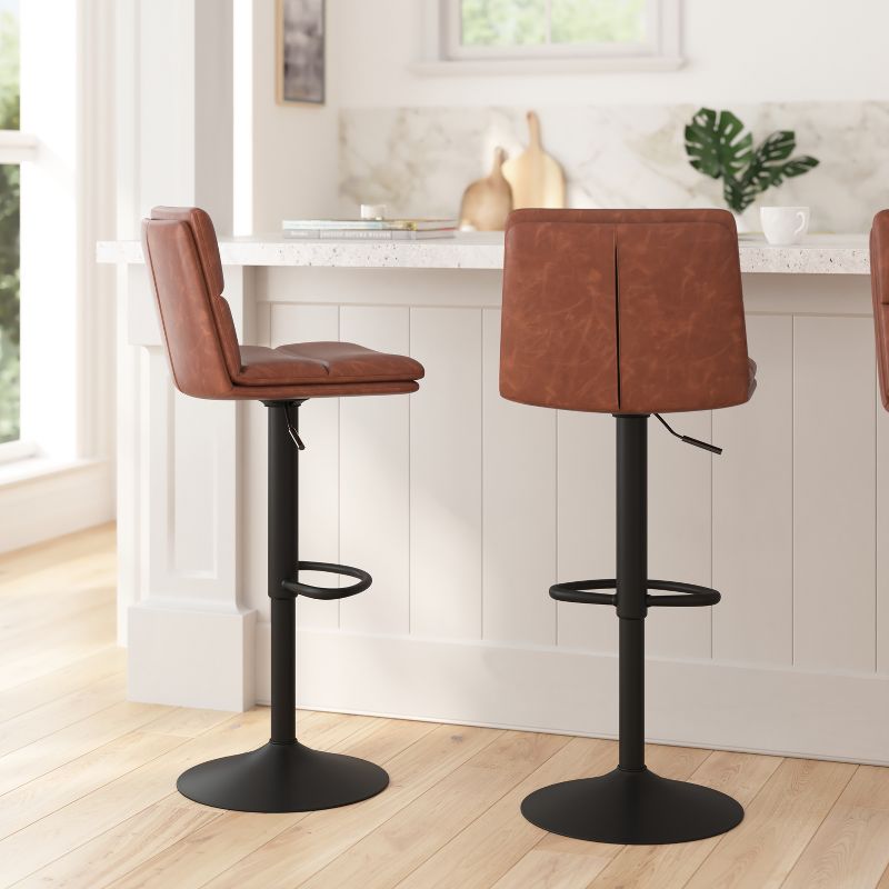 Merrick Lane Modern Upholstered Adjustable Height Stools with Sturdy Iron Bases, 5 of 13