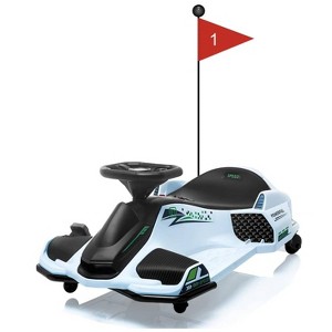 12V Kids Drift Car, Electric Go-Kart w/45W Motor, 5 MPH Variable Speed, Music, LED Lights, USB, Safety Alarm - 1 of 4