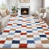 Shag Area Rug Modern Checkered Plush Fuzzy Rugs for Living Room Ultra-Soft Thick Furry Accent Carpet for Bedroom Contemporary Indoor Floor Mat - 2 of 4